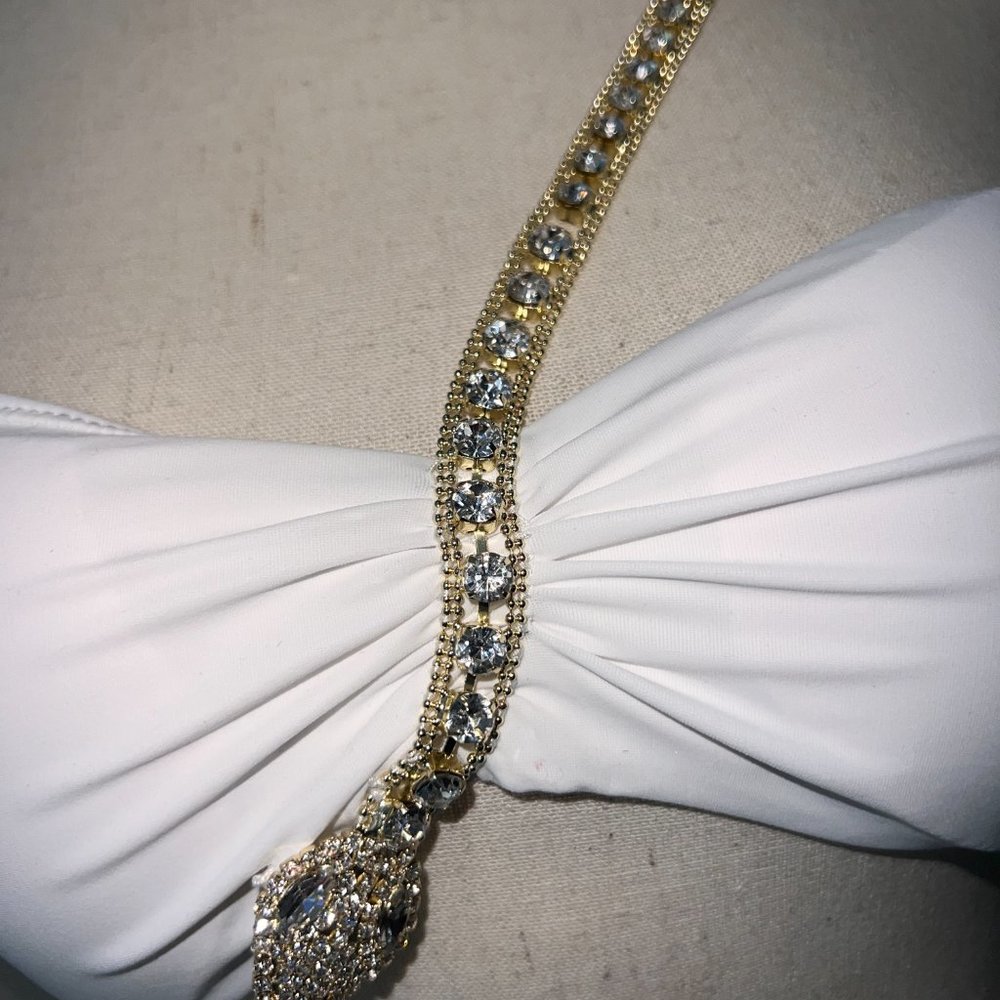 NEW Sauvage Mariposa white bikini gold crystal snake chain, side chain bottoms - Picture 8 of 10